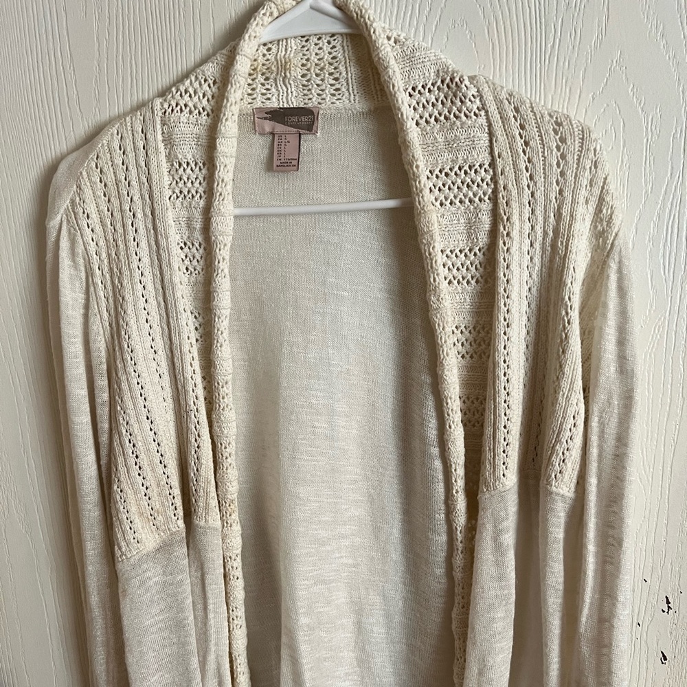 Beige cardigan sweater size large Forever 21